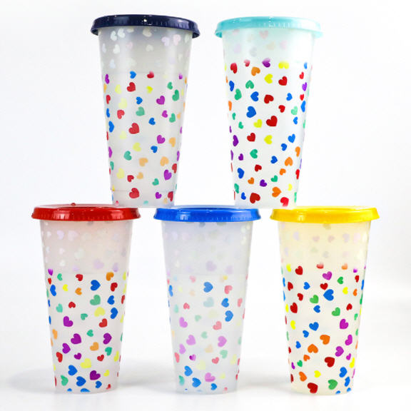 แก้วพลาสติก,แก้วพลาสติกเปลี่ยนสี,แก้วเปลี่ยนสีพร้อมฝาปิด,710ml