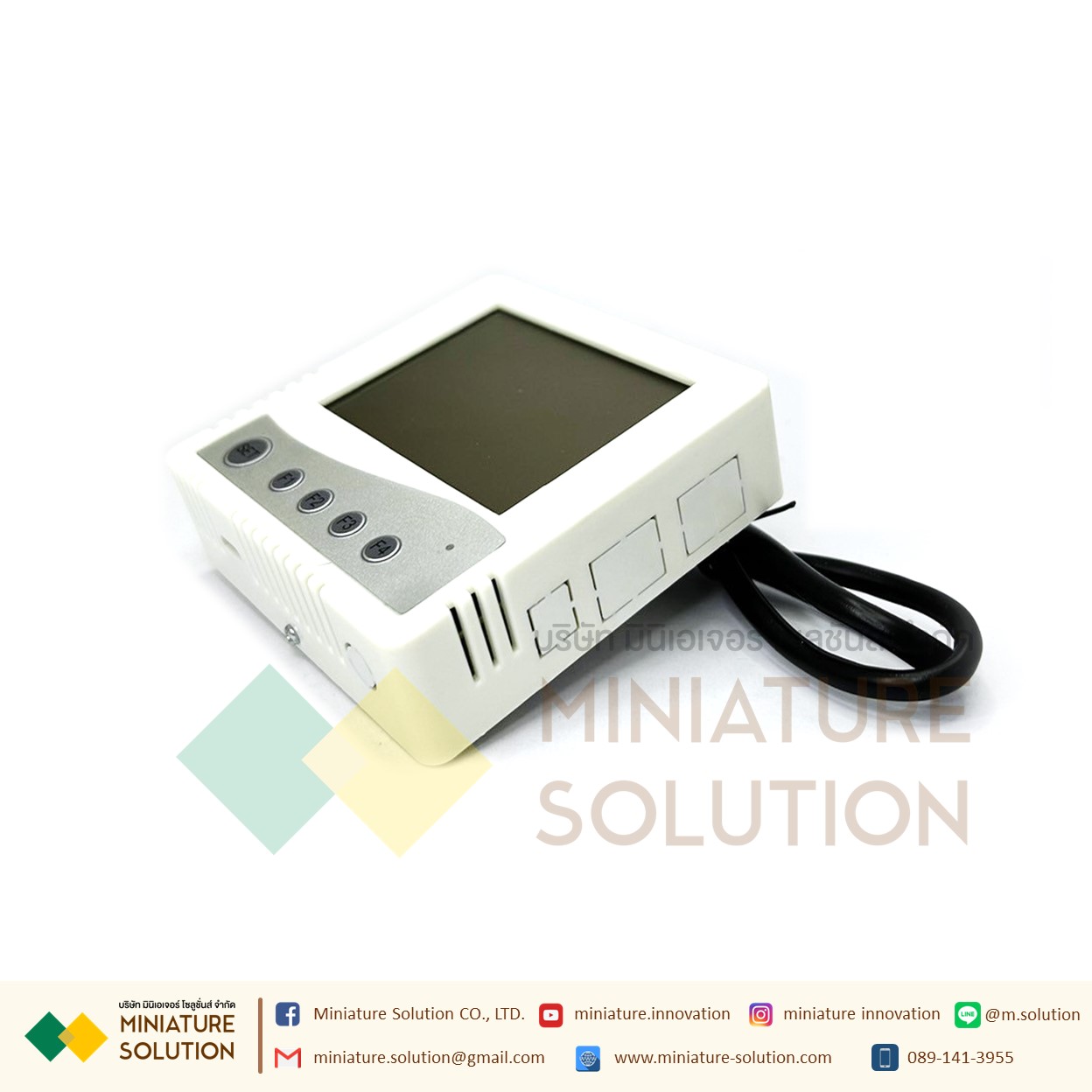 เซนเซอร์วัดอุณหภูมิ ความชื้น มีจอ LCD แสดงผล ออกสัญญาณ RS485 Modbus Temperature and Humidity Sensor with LCD Body บางเล็ก (สายยาว VMS-3001-WS-N01)