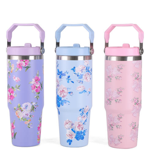 แก้วสแตนเลสลายดอก,แก้วน้ำสแตนเลส,แก้วน้ำสแตนเลสเก็บอุณหภูมิ,30oz,สแตนเลส304