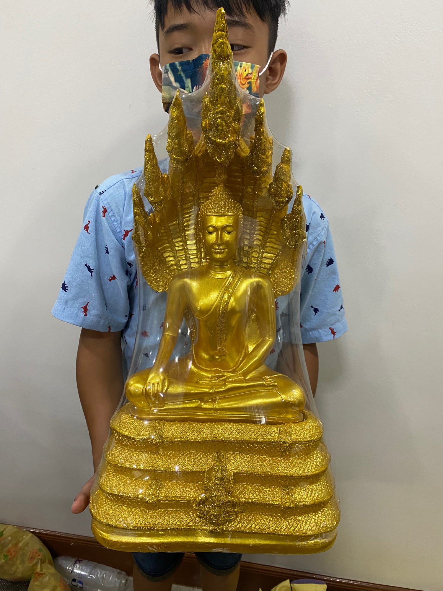 พระนาคปรก หน้าตัก9นิ้ว กว้าง12นิ้ว สูง21นิ้ว องค์สีทอง