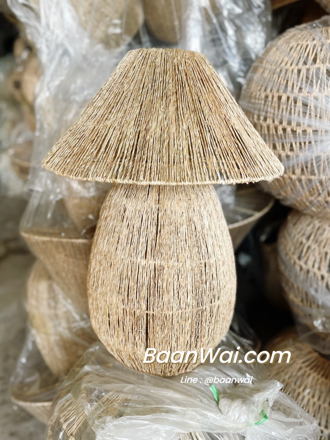 โคมไฟตั้งโต๊ะ เชือกสาน ทรงเห็ด ขนาด 40 * 55 cm