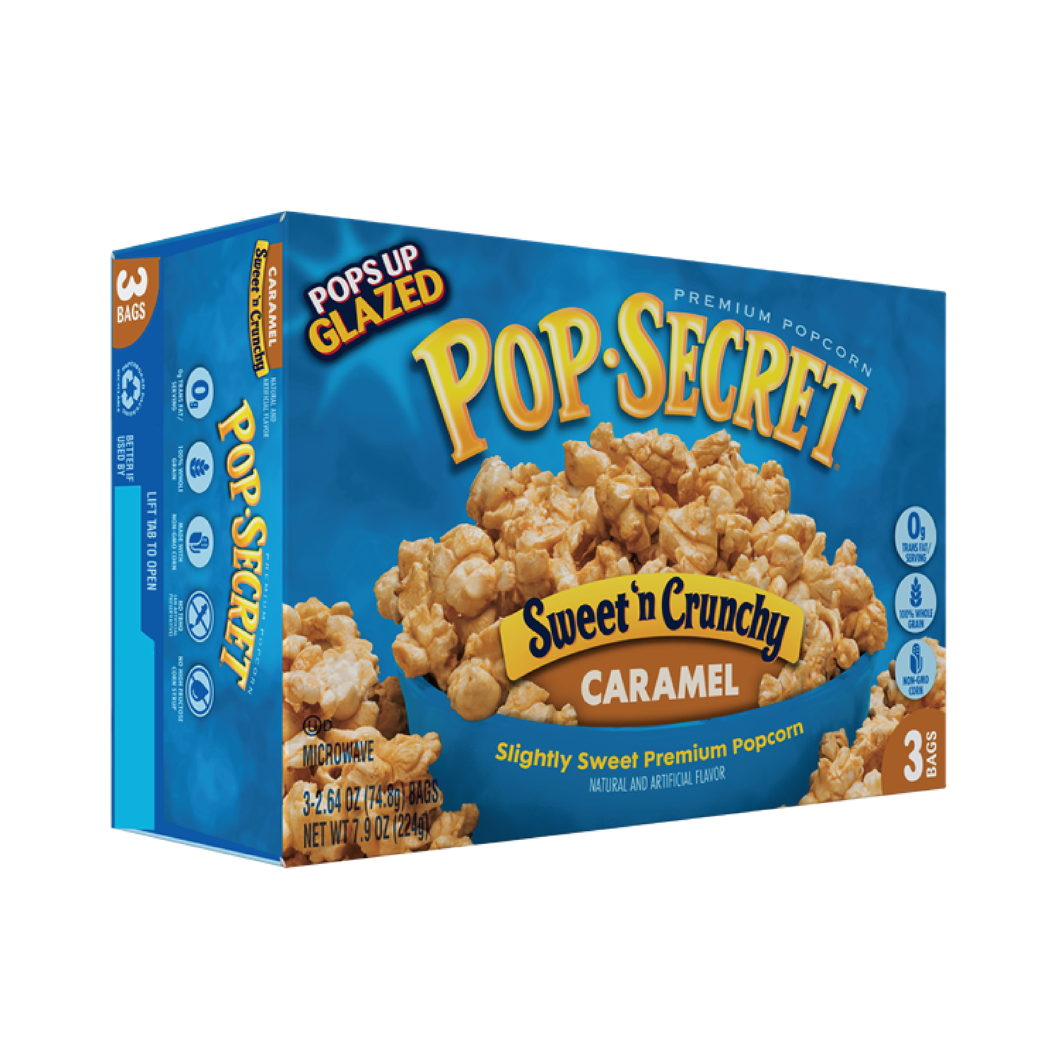 ป้อบ ซีเคร็ท สวีท แอนด์ ครั่นซี่ คาราเมล 224 กรัม Pop Secret Sweet and Crunchy Caramel 224 g. (05-8721)