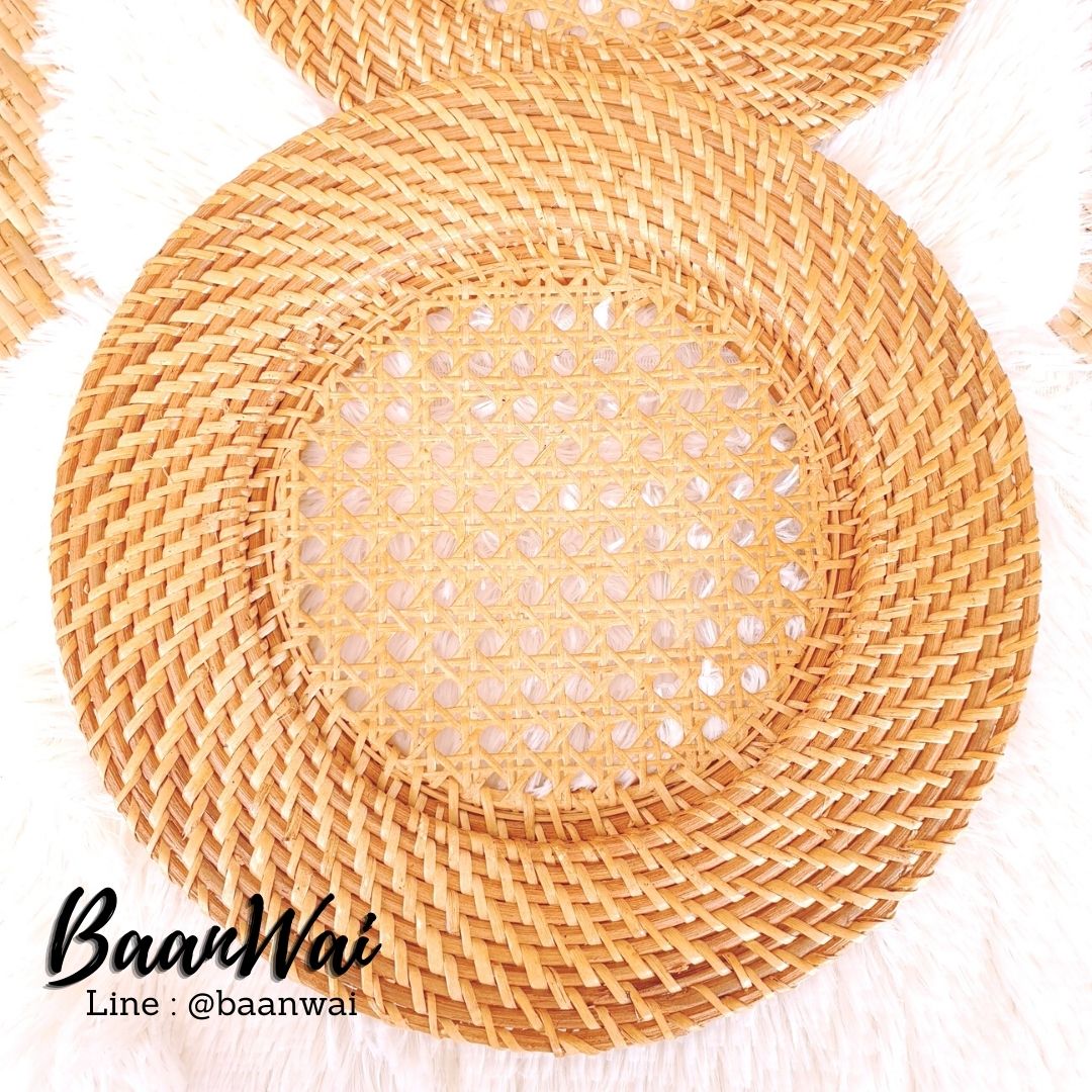 แผ่นรองจานหวาย แผ่นรองจานหลุม แผ่นรองจาน แผ่นรองจานหวายหลุม แผ่นรองจานหลุมหวายสานงานละเอียด