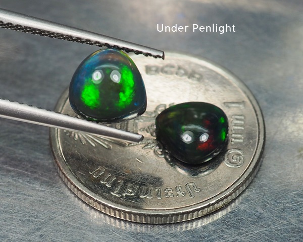 แบล็คโอปอล (Black Opal) 1.60 กะรัต 2 ชิ้น