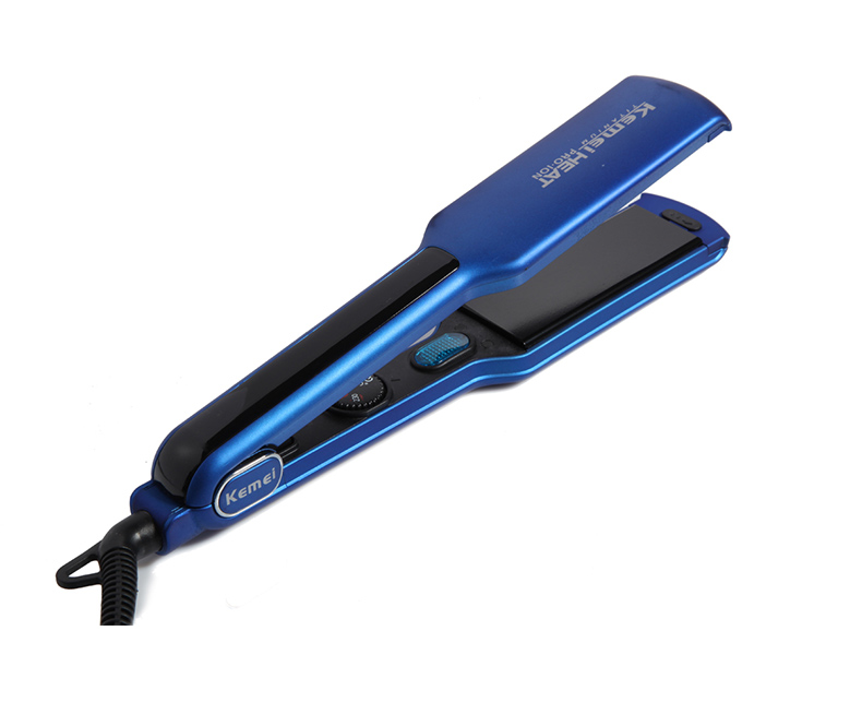 Kemei Heat Pro ION เครื่องหนีบผม 4 in 1 หนีบผมตรง หยัก และม้วนลอน เปลี่ยนแผ่นความร้อนไททาเนี่ยม 4 แบบ KM-1078 ร้อนเร็ว ปรับอุณหภูมิ 170-230 องศา - สีฟ้า