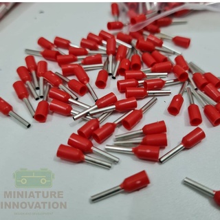 [100 ชิ้น] VE7508 หัวต่อหางปลาแบบเสียบสาย Assortment ขั้วต่อสายคอนโทรล ข้อต่อสายไฟ แบบหุ้ม เฟอรู PVC Insulated Bootlace สีแดง