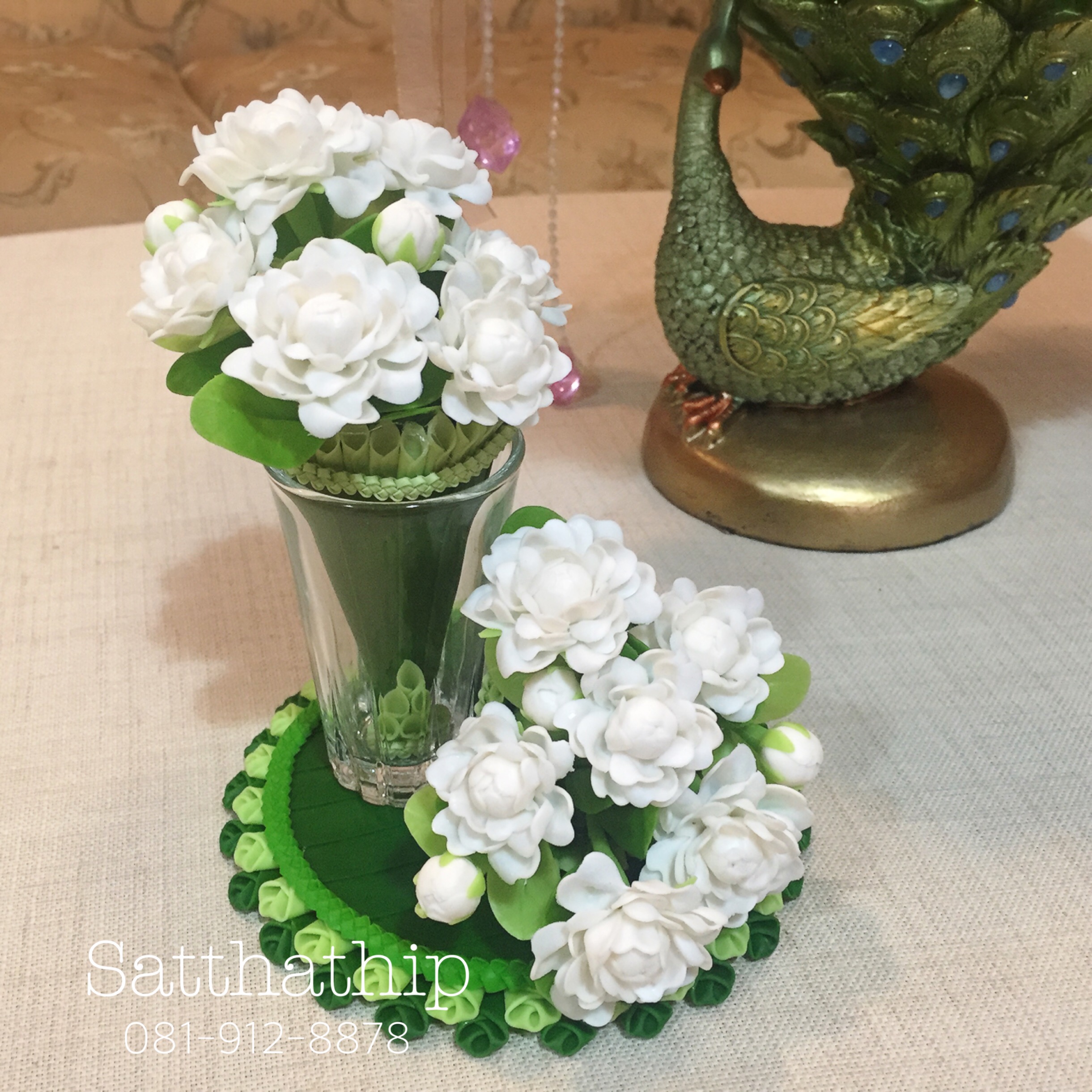 กรวยดอกมะลิ ประดิษฐ์จากดิน - ดอกมะลิดิน - ของขวัญวันแม่ - Jasmine flower