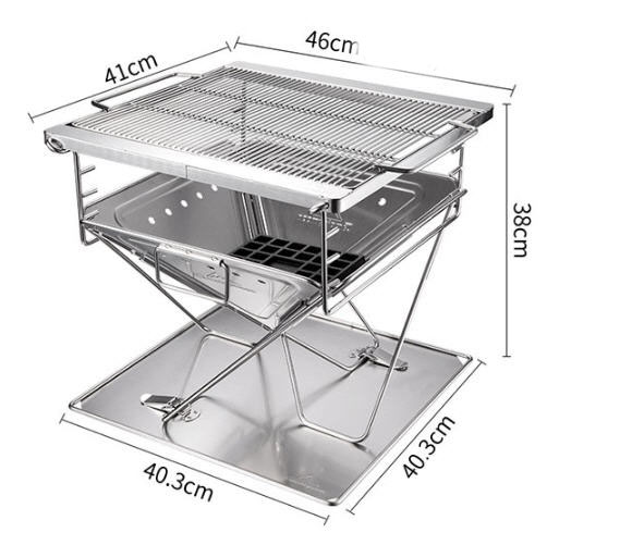 เตาย่างบาร์บีคิว,เตาย่างบาร์บีคิวพับได้,เตาปิ้งบาร์บีคิว,เตาบาร์บีคิวสแตนเลส,ขนาด46*41*38cm