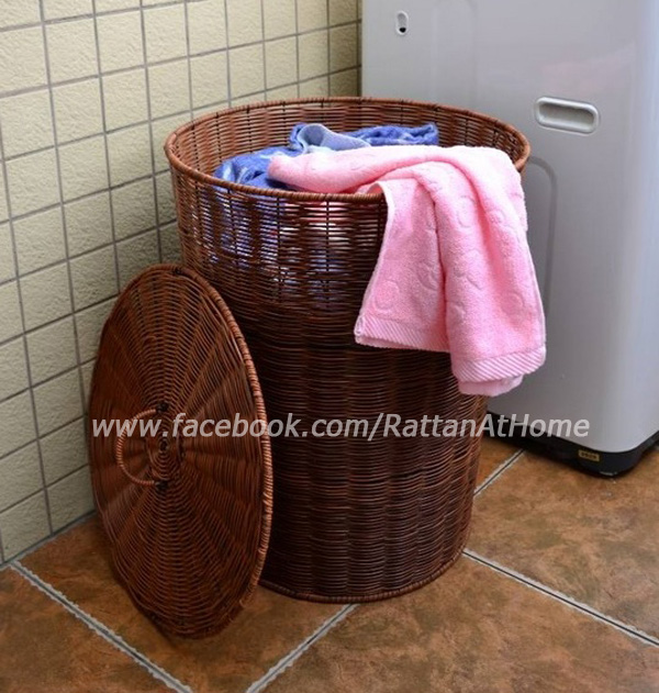 ตะกร้าผ้า หวายเทียม ถังหวายใส่ผ้า ตะกร้าผ้าซัก