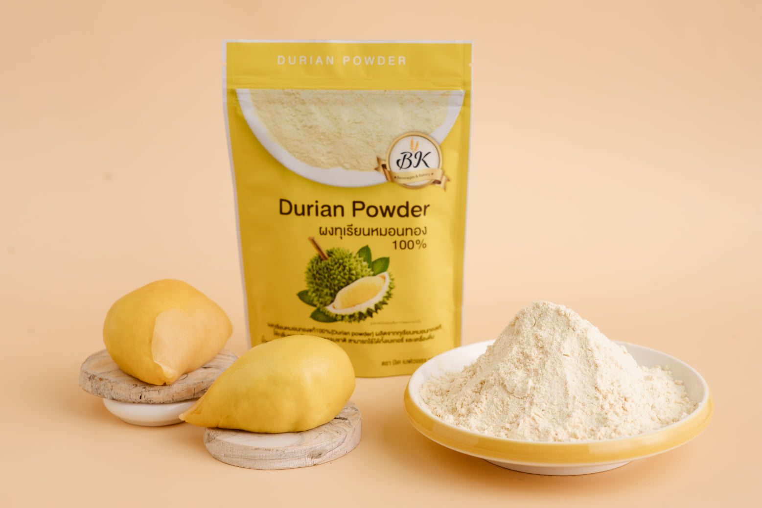 ผงทุเรียนหมอนทอง 100% ตรา BK ขนาด 100 กรัม (05-7503)