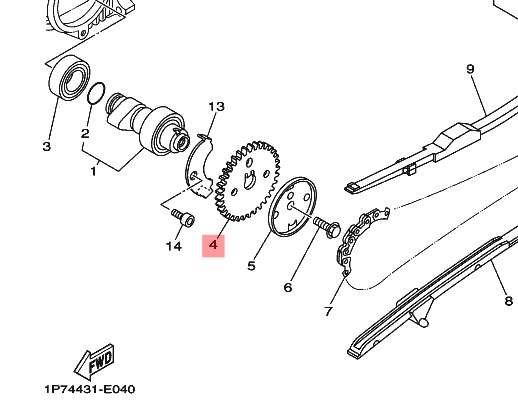 5MX-E2176-00 เฟืองโซ่ราวลิ้น MIO , NOUVO MX อะไหล่แท้ YAMAHA
