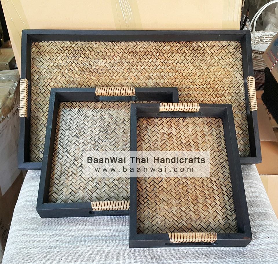 ถาดไม้ ถาดไม้ไผ่สาน ถาดไม้สาน