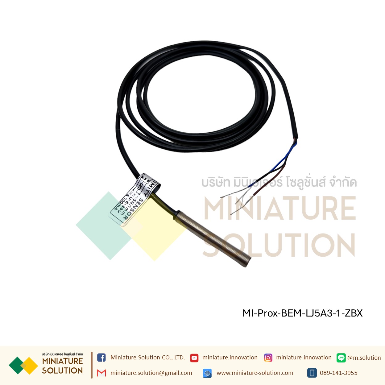BERM Proximity Switch พร็อกซิมิตี้เซนเซอร์ Model : BEM-LJ5A3-1-Z/BX M5, ระยะ 1mm, 3wire, NPN, NO, Shielded 6-36VDC