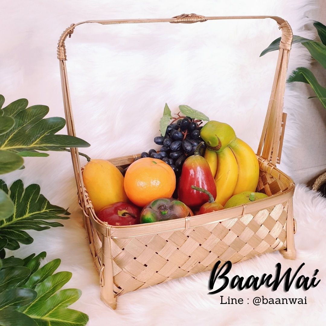 กระเช้าไม้ไผ่ ตะกร้าจัดกระเช้า กระเช้าสีทอง