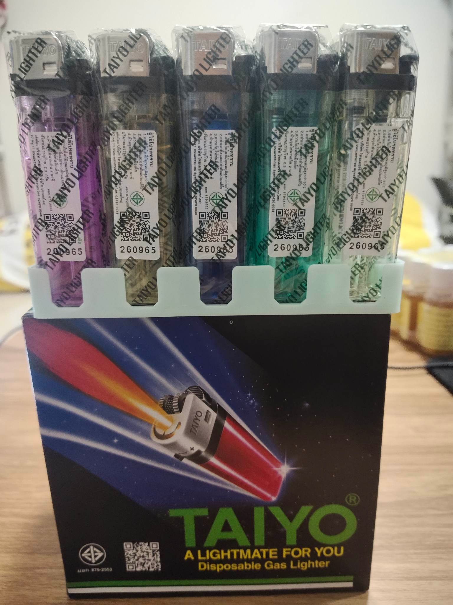 ไฟแช็ค ไทโย TAIYO ของแท้ มีมอก. แสกนเช็คQRcodeได้ ขายยกกล่อง มาใหม่ บรรจุแก๊สแน่น มีทั้งแบบหุ้มซอง