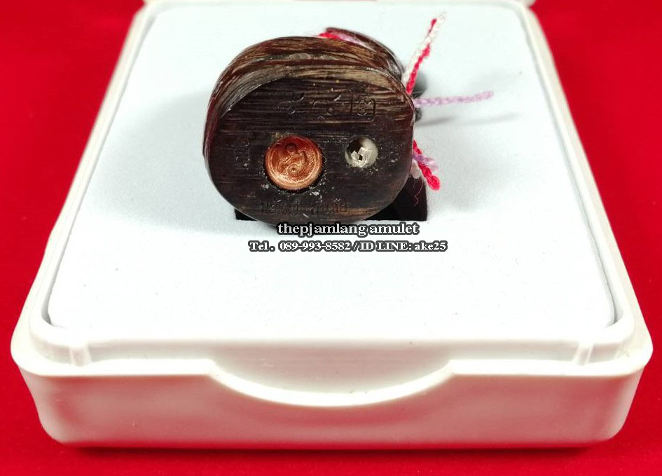 พยัคฆ์กันภัย(5) รุ่นไตรมาส 59 พระอาจารย์สุรเจตน์ วัดหนองหิน กาญจนบุรี เนื้อไม้พยุง ตะกรุดเงิน ปี 2559