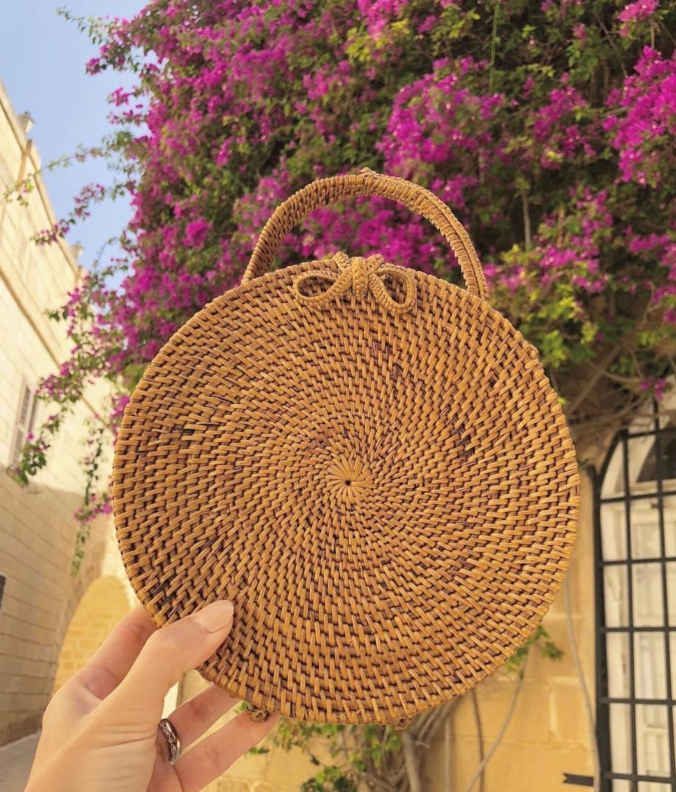 กระเป๋าถือหวาย ทรงกลม