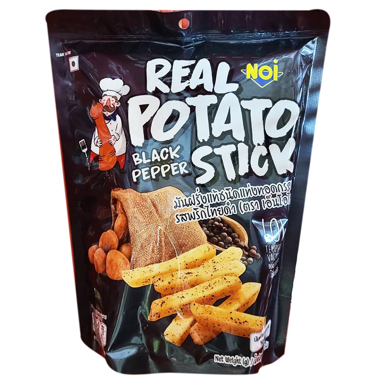 Noi Real Potato Stick Black Peper เอ็นโอไอ มันฝรั่งแท้แท่งทอดกรอบรสพริกไทยดำ 100 g. (05-8644)