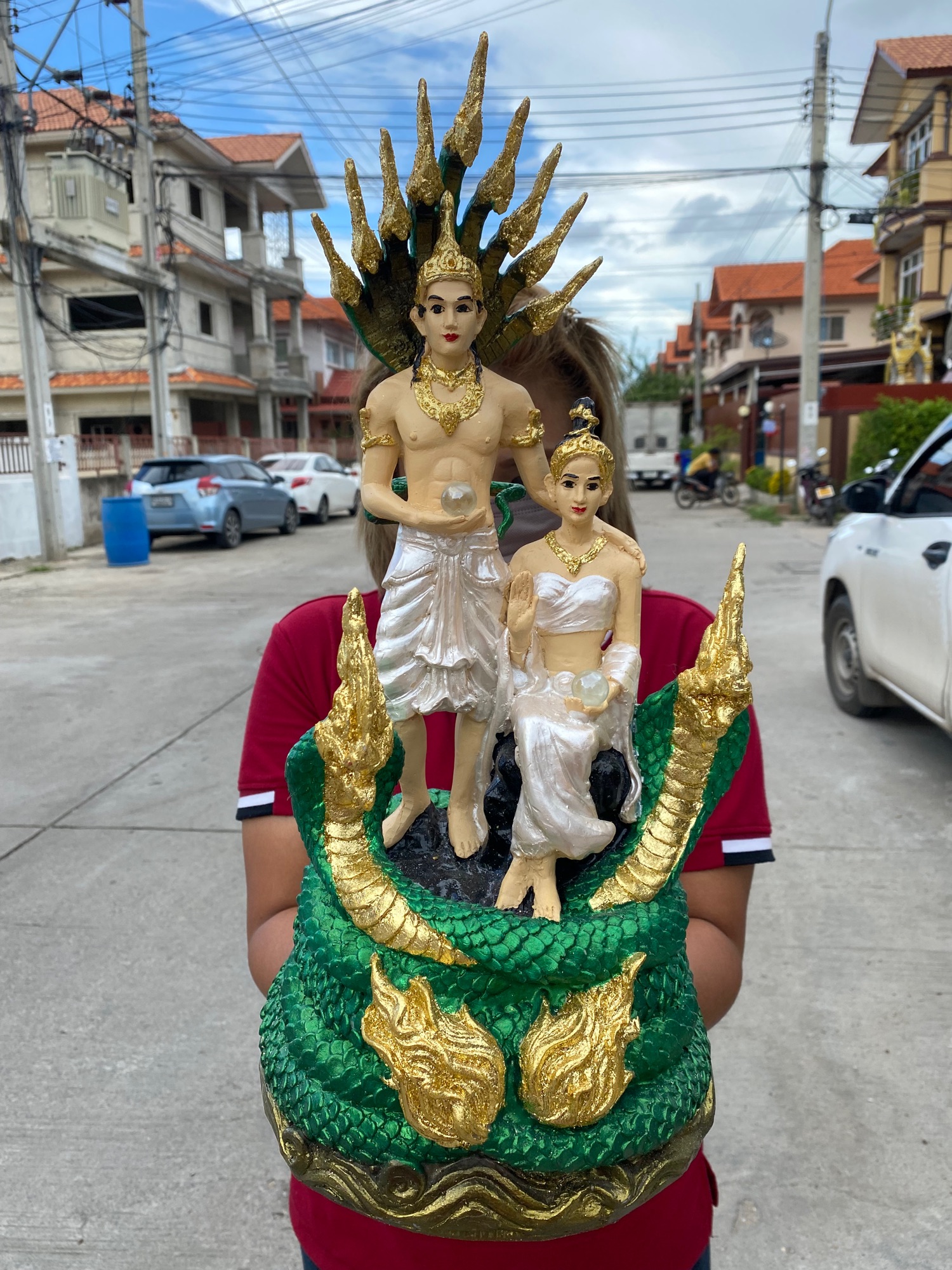 ปู่ศรีสุทโธเเม่ย่าศรีประทุมมา ปู่ย่า สูง 19 นิ้ว ชุดสีขาว