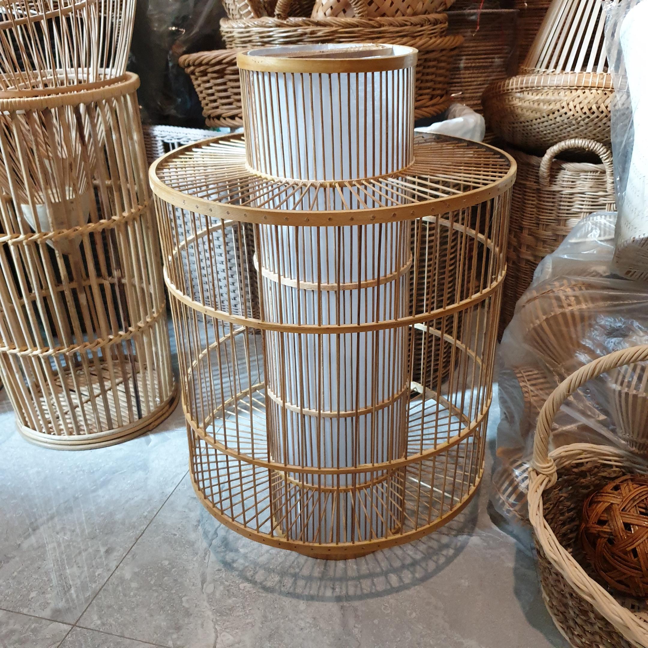 โคมไฟไม้ไผ่ 2 ชั้น ทรงสูง