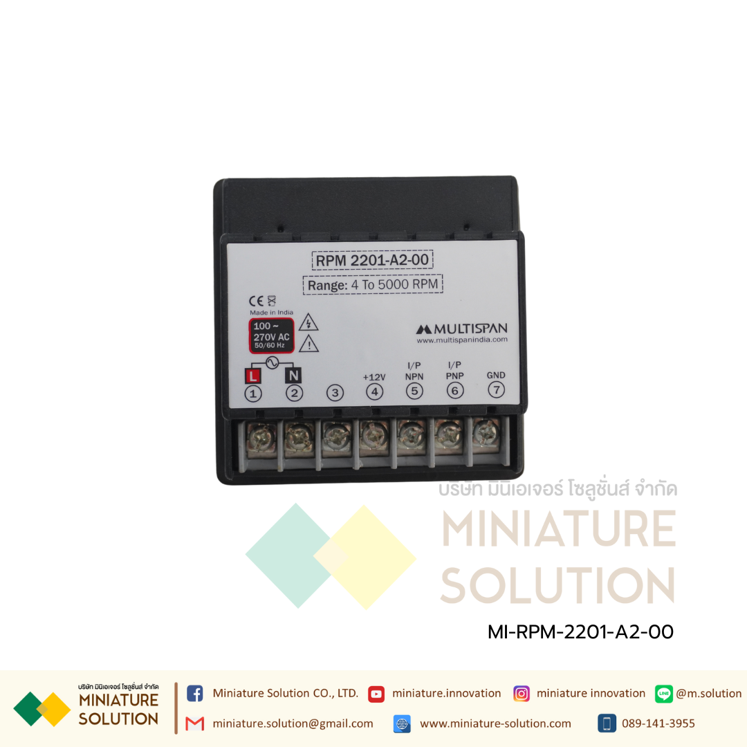 Multispan RPM Indicator RPM2201 72x72 input NPN/PNP Proximity Switch Red LED Display