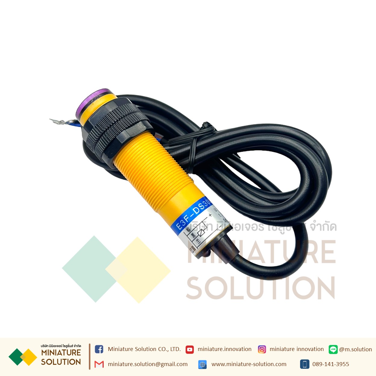 E3F-DS30C4 โฟโต้เซ็นเซอร์ เซ็นเซอร์จับวัตถุ ระยะ 10-30cm 10-30VDC เซ็นเซอร์ตรวจจับอโลหะ E3F-DS30C4 NPN three-wire normally open NPN three-wire normally open