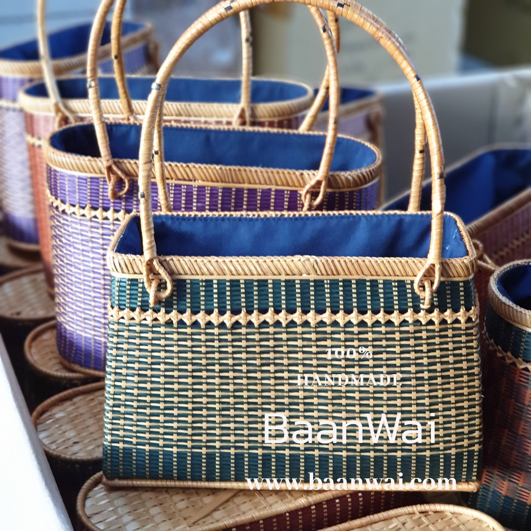 กระเป๋าถือไม้ไผ่ กระเป๋าสาน งานเกรด A