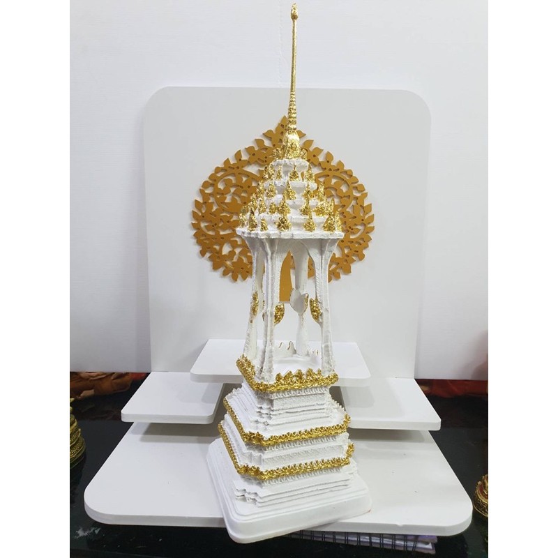 บุกษก มณฑป สูง22นิ้ว สีขาวปิดทองเค เนื้อเรซิ่น