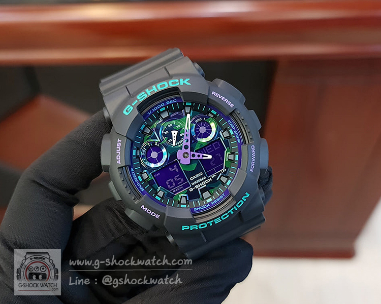 CASIO G-SHOCK นาฬิกาข้อมือ นาฬิกากันน้ำ นาฬิกาของแท้ ประกันศูนย์ CMG 1 ปี รุ่น GA-100BL-1A