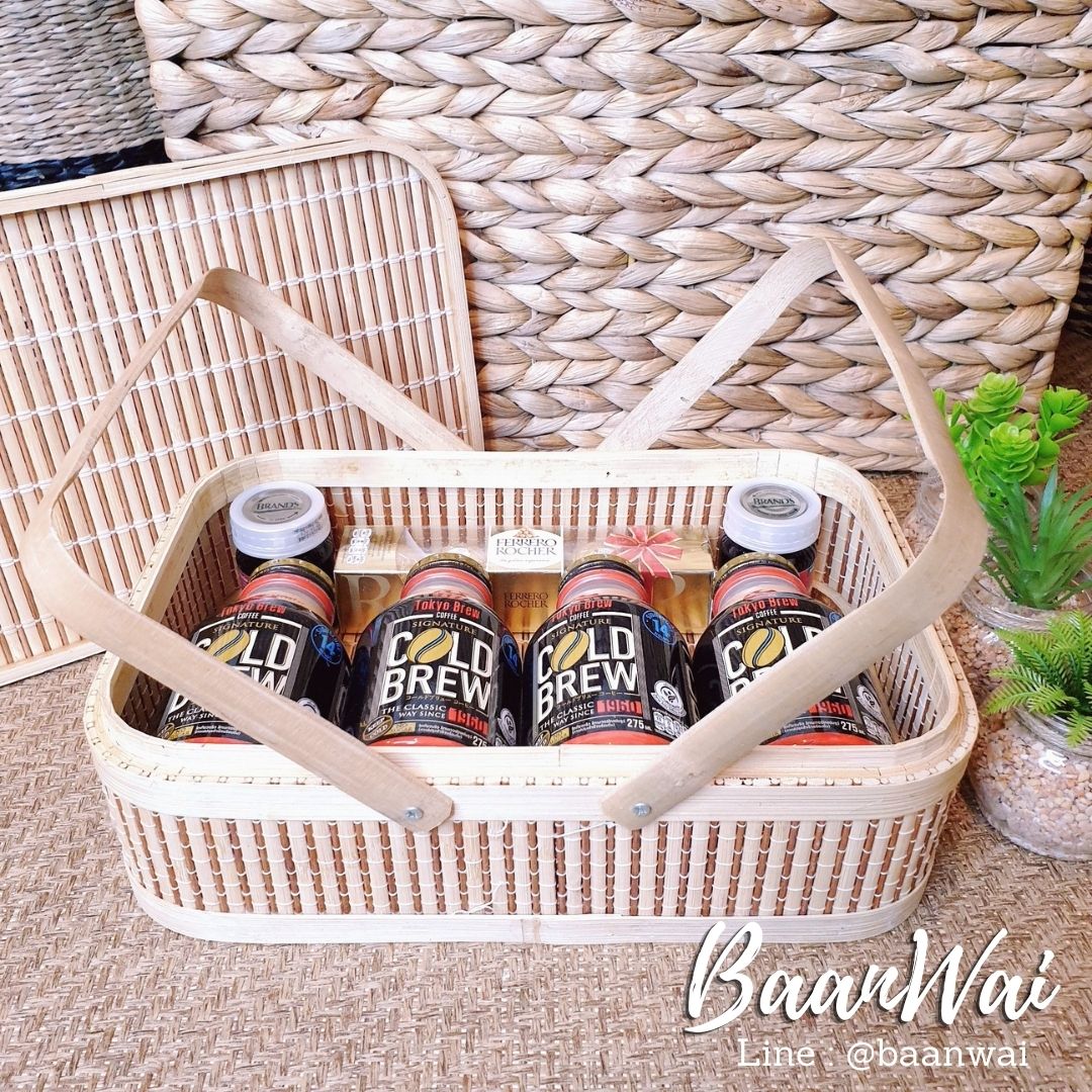 กล่องเสื่อไม้ไผ่ กล่องไม้ไผ่สาน หูพับ