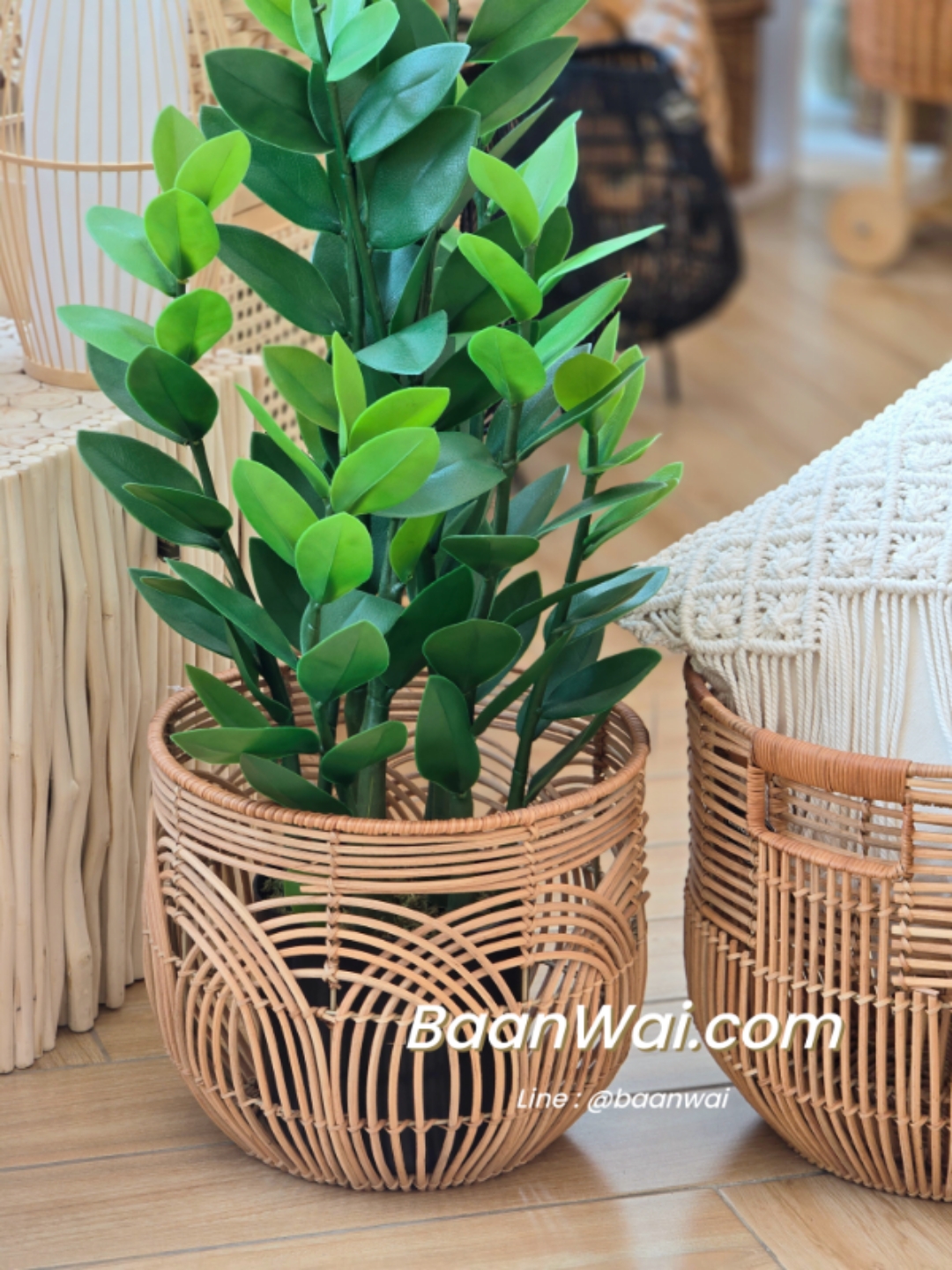 ตะกร้าหวาย ตะกร้าหวายโครงเหล็ก ตะกร้าอเนกประสงค์ ตะกร้าใส่ผ้า ตะกร้าใส่ต้นไม้ มี 2 แบบ