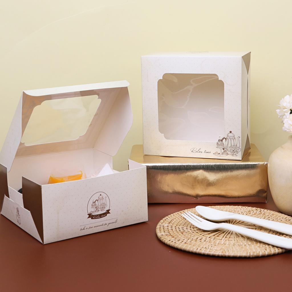 กล่องสแน็คบ็อกซ์หน้าต่างลาย Vintage Cafe 20 ใบ Snack Box 15 x 15 x 7.5 cm. 20 pieces (ฺฺBX) (09-9095)