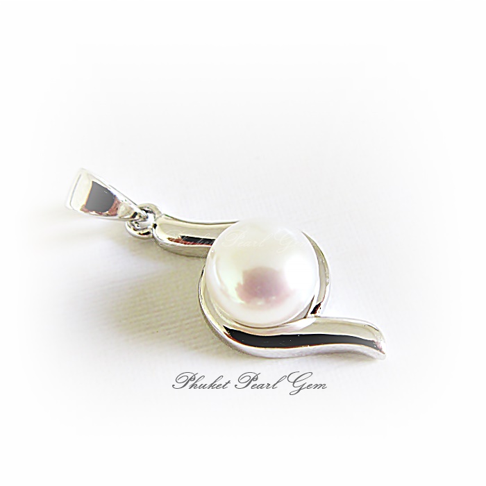 Sterling Silver White Pearl Plain Pendant