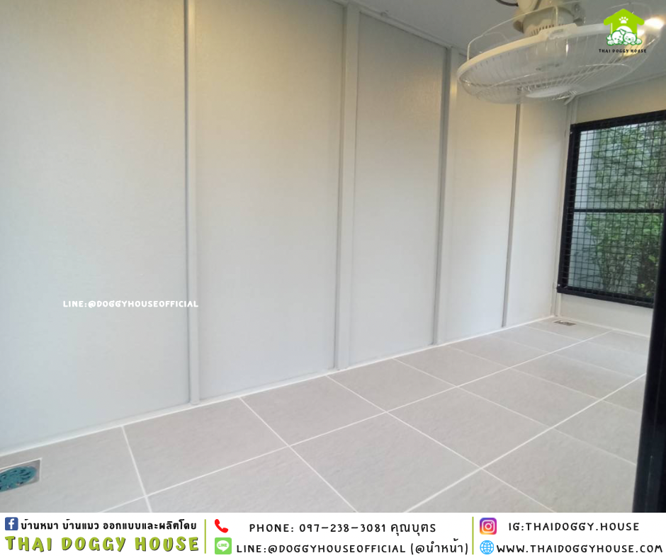 บ้านหมา ติดพัดลม แบ่ง 𝟐 ห้อง แบบบ้าน 𝑩𝒐𝒙 𝒔𝒕𝒚𝒍𝒆