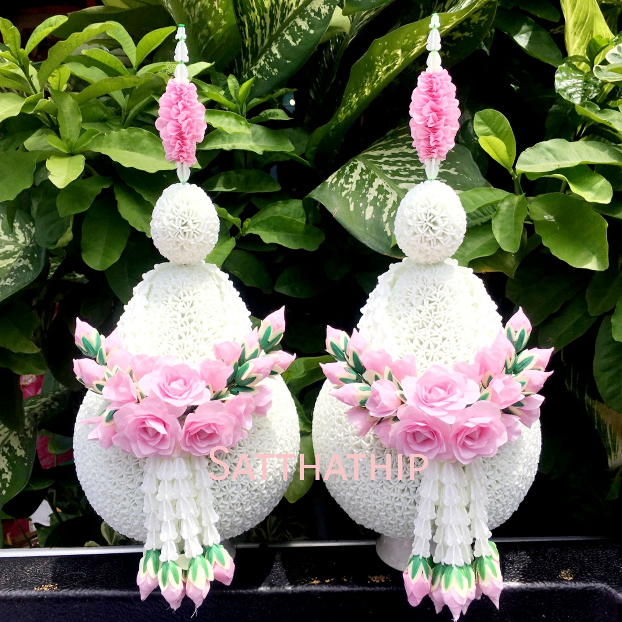 พานพุ่มดอกรักประดิษฐ์ [8 นิ้ว/ 4,000บาท/คู่]