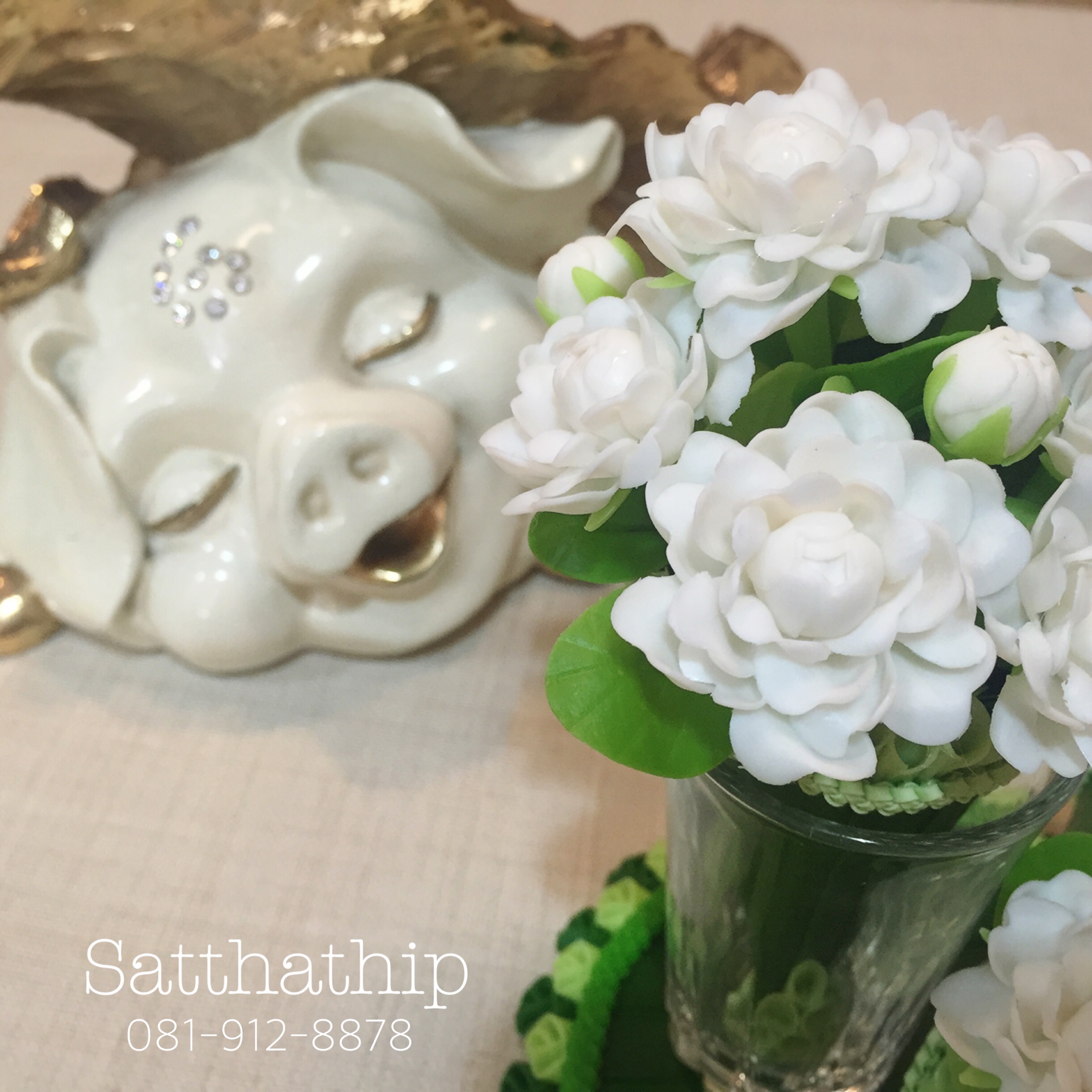 กรวยดอกมะลิ ประดิษฐ์จากดิน - ดอกมะลิดิน - ของขวัญวันแม่ - Jasmine flower