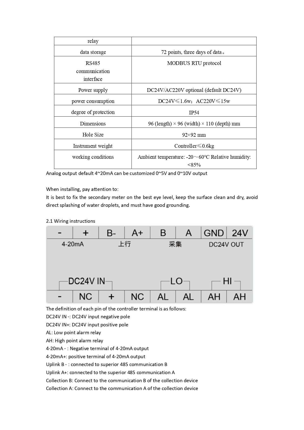 เซ็นเซอร์วัดค่า PH ในน้ำ และวัดอุณหภูมิ พร้อมจอสำหรับดูค่า RealTime รอง RS-485 Modbus RTU เกรดอุตสาหกรรม แช่น้ำได้ Industrial PH Sensor สายยาว 5 เมตร(VMS Controller + conventional electrode (with temperature compensation))