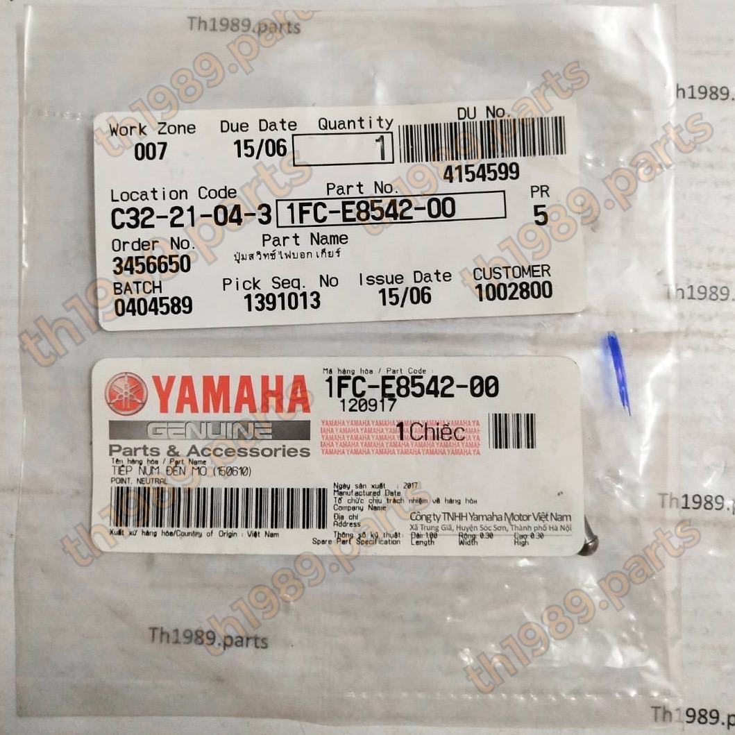 1FC-E8542-00 ปุ่มสวิทช์ไฟบอกเกียร์ SPARK115i , FINN , MT-03 , R15 , M-SLAZ รหัสเก่า 5TP-E8542-00 อะไหล่แท้ YAMAHA