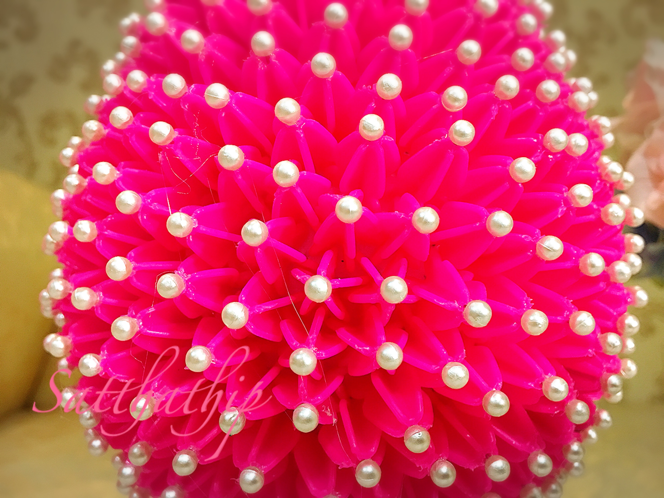 พานพุ่ม [5.5"] - พานพุ่มสักการะ - พานพุ่มดอกรัก - พานพุ่มดอกรักประดิษฐ์ (พลาสติก) - พานพุ่มสีชมพู