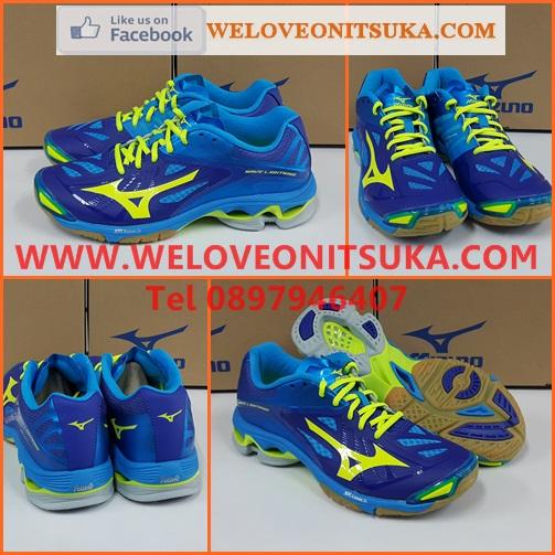 Mizuno Wave Lightning Z2 สีน้ำเงินคาดเหลืองเขียวสะท้อนแสง สีสวย น่าใช้ คุณภาพดี โดดเด่น รองรับแรงกระแทกเยี่ยม V1GA160096