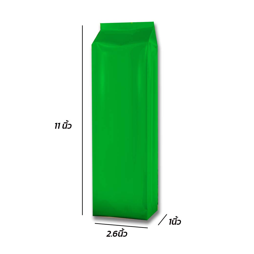 ซองชา พับข้างสีเขียว 6.5 x 27.5+2.5 ซม.(2.6x11x1นิ้ว) 100 ใบ (09-8167)