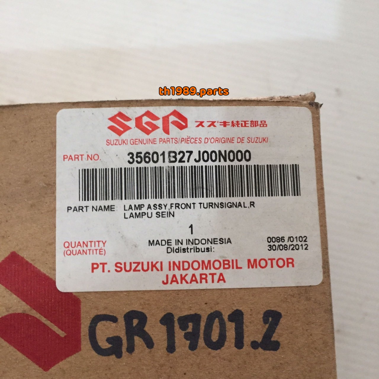 ชุดไฟเลี้ยวหน้า ข้างขวา สำหรับรุ่น Let's UF110NB-L อะไหล่แท้ SUZUKI 35601B27J00N000