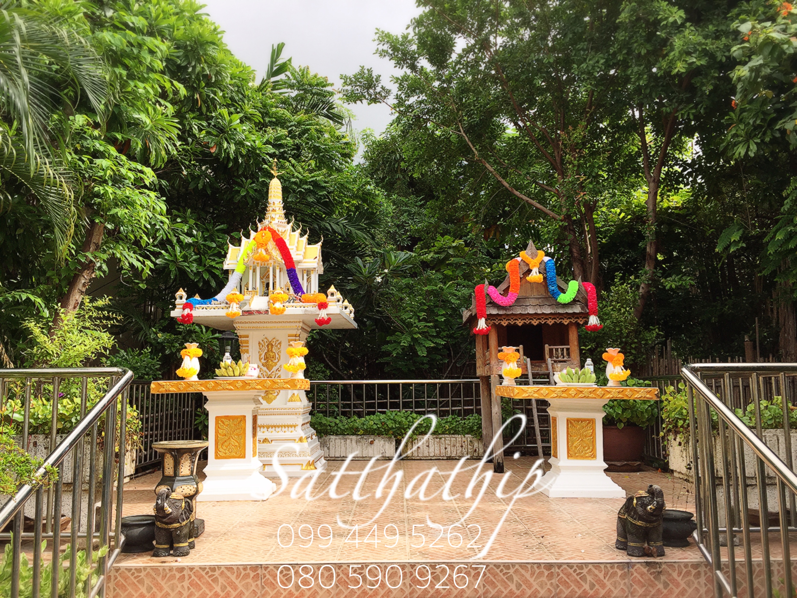 พวงมาลัยเจ็ดสีเจ็ดศอก/พวงมาลัยผ้าสองชาย [แบบตัดก้านดอก ร้อยแน่น 450 บาท/เมตร]