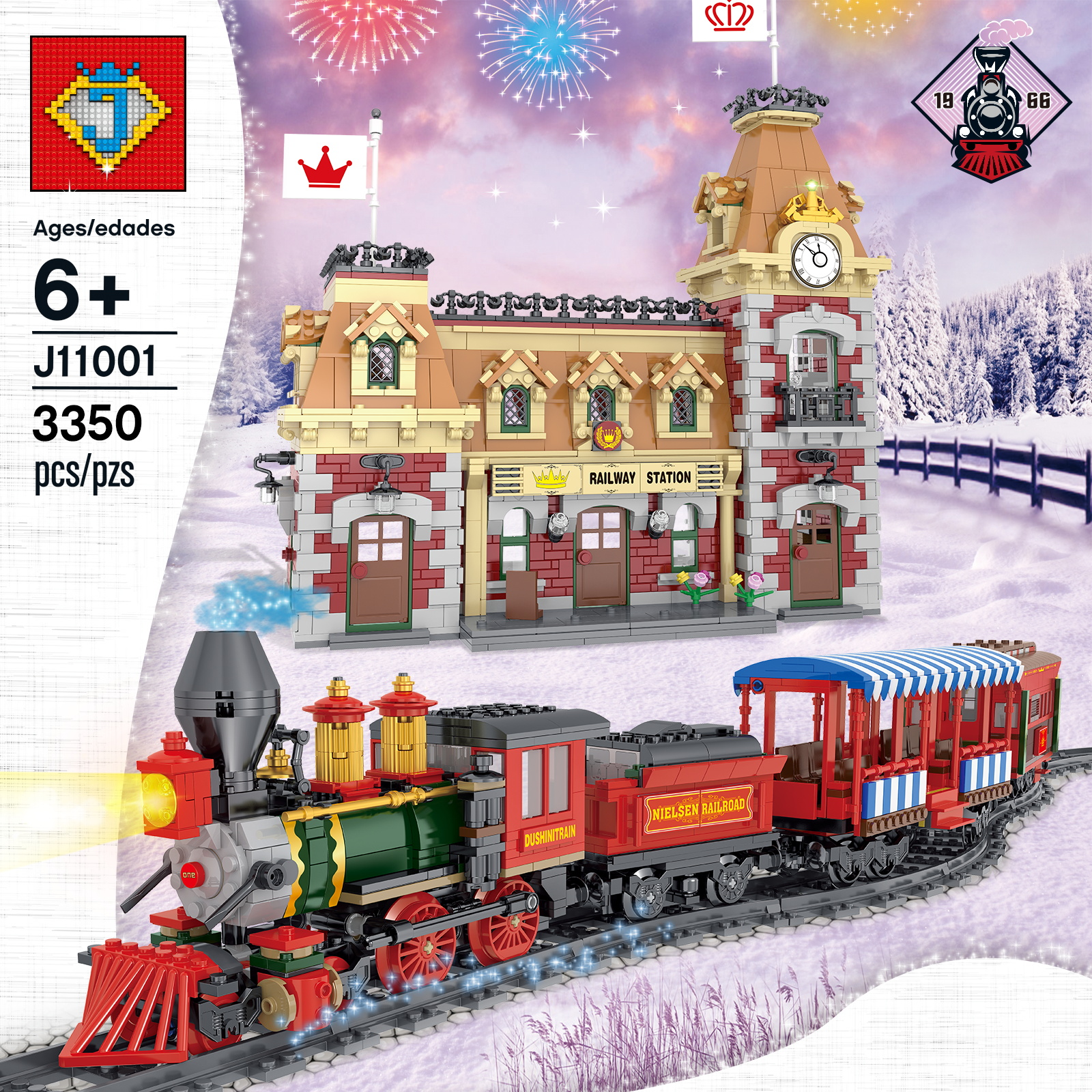 เลโก้จีน J11001 ชุด Disney Train and Station รถไฟวิ่งได้บังคับผ่านมือถือ