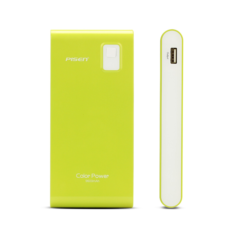 PISEN แบตสำรองแท้ 9,600 mAh พาวเวอร์แบงค์ Color Power รุ่น TS-D158 สวิตซ์ไฟ LED เก็บประจุเต็มที่ได้ยาวนาน USB 5V-2A ชาร์จแบตมือถือได้มากกว่า 10 ครั้ง พกพาสะดวก - สีเขียวอ่อน