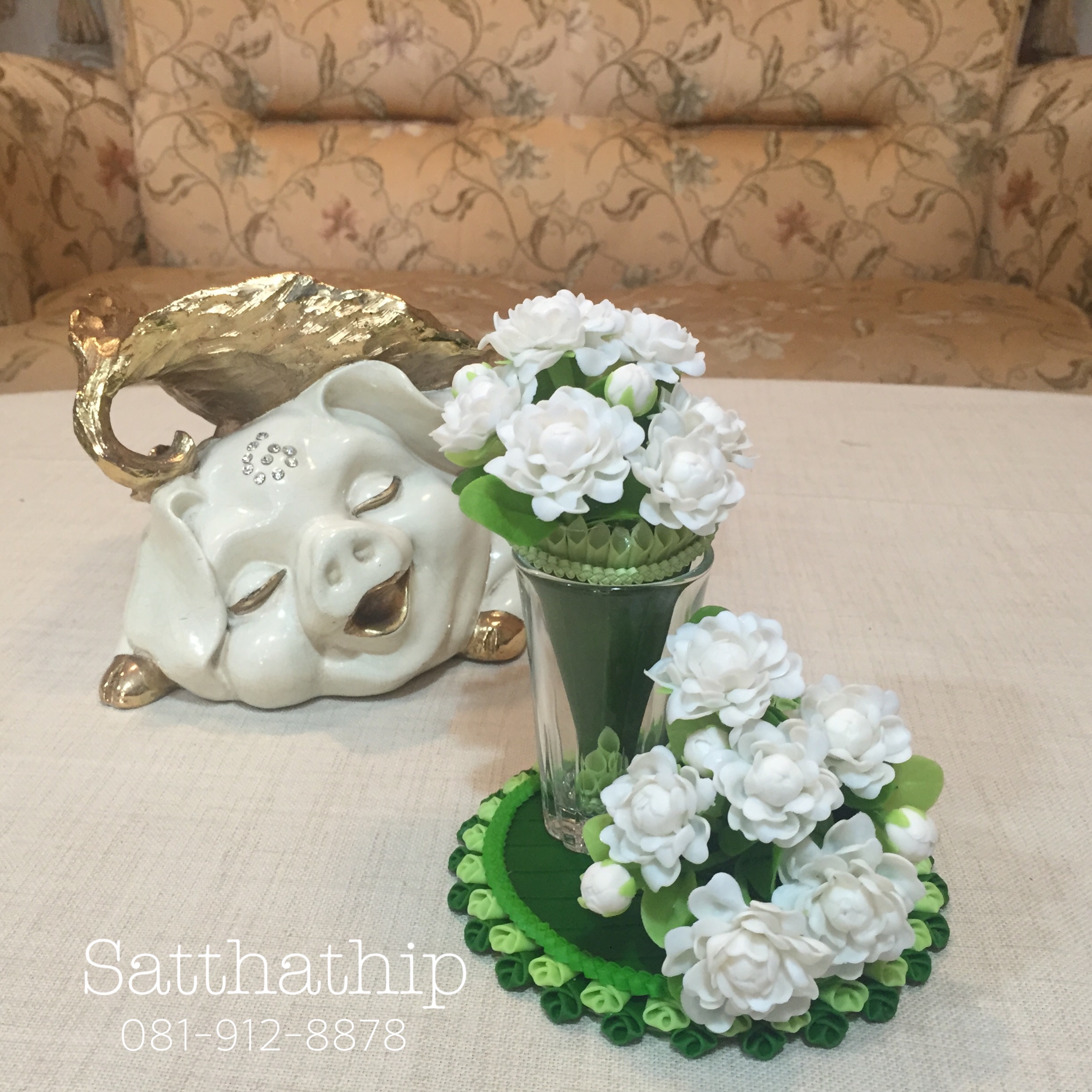 กรวยดอกมะลิ ประดิษฐ์จากดิน - ดอกมะลิดิน - ของขวัญวันแม่ - Jasmine flower