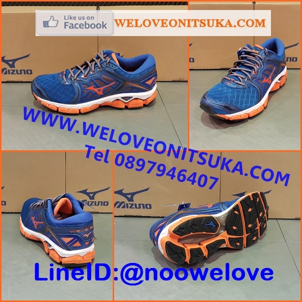 Mizuno Wave Sky สีน้ำเงินคาดส้ม ยอดรองเท้าวิ่ง หรูหรา สีสวย พื้นหนานุ่ม ใส่สบายเท้า น่าใช้ J1GC170254