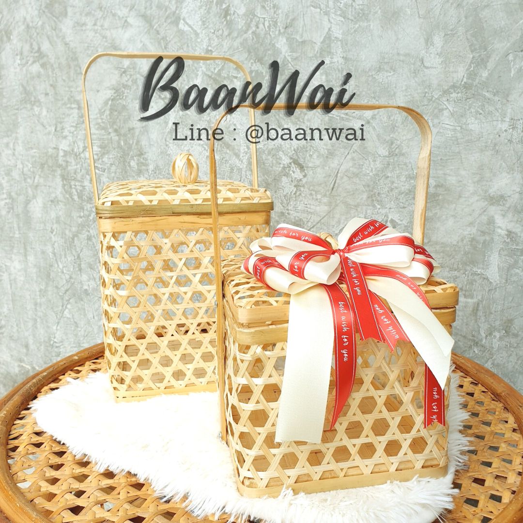 ปิ่นโตไม้ไผ่ ปิ่นโตชะลอม ทรงเหลี่ยม / ทรงกลม