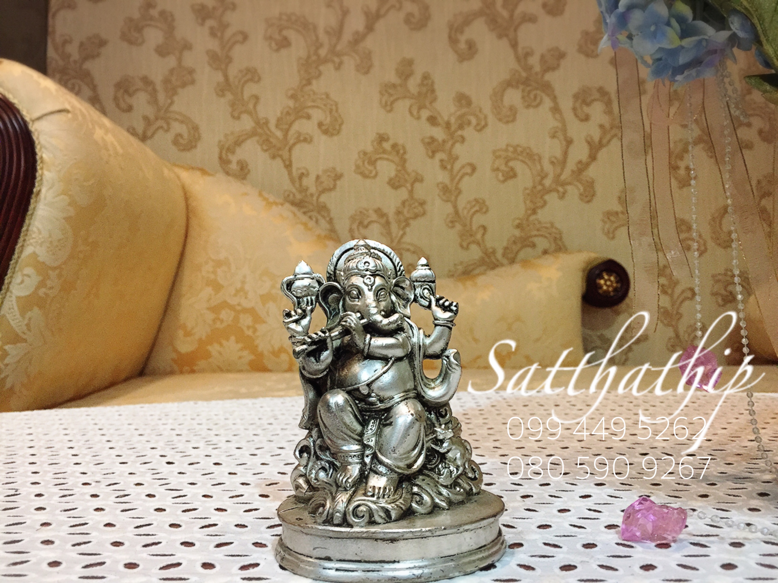 พระพิฆเนศปางคเณศคีตา หรือ ปางทรงดนตรี (ทองเหลือง ชุบเงิน) - Ganesha: Lord of Success