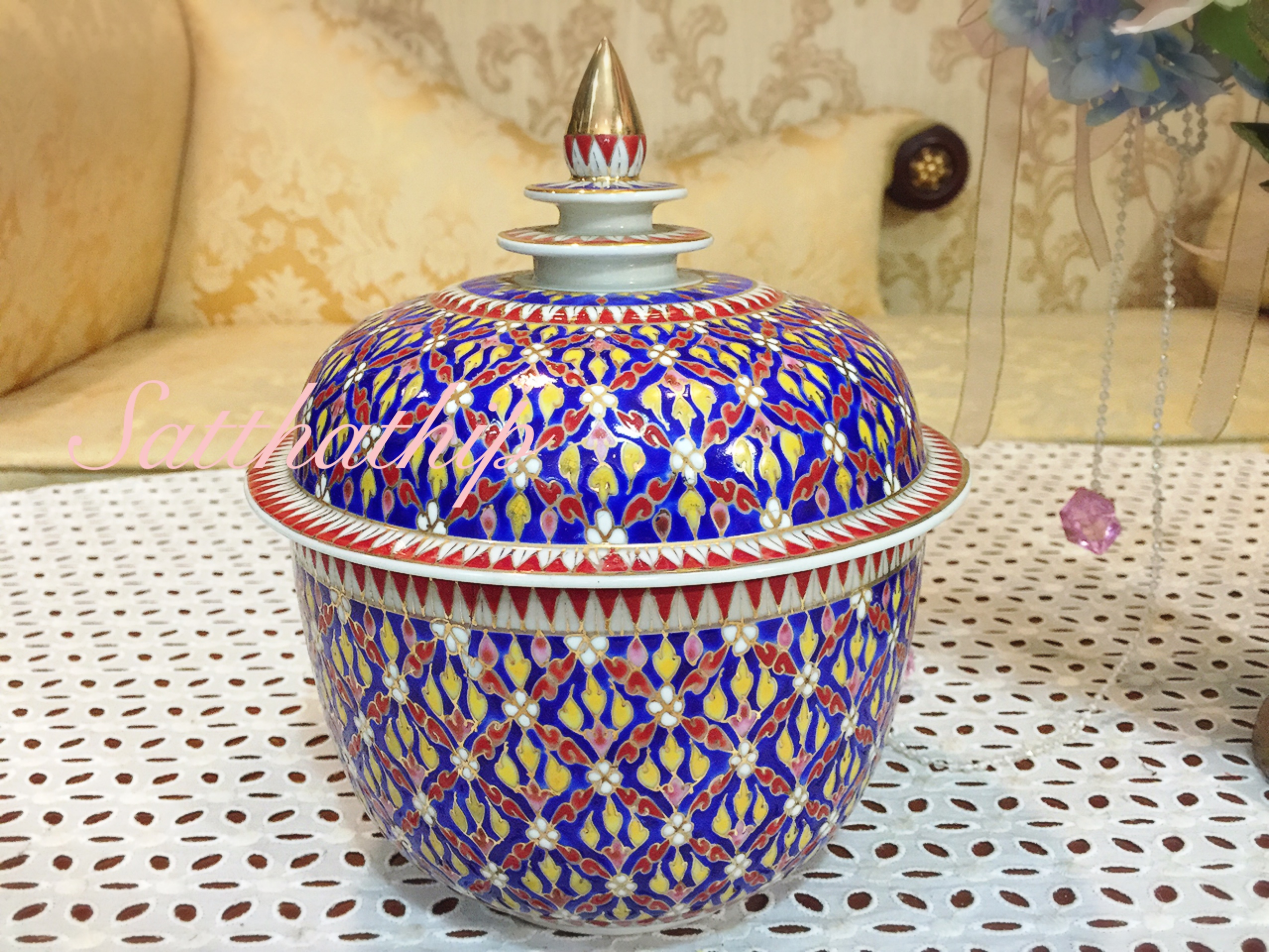 โกศอัฐิ เบญจรงค์ - โถ เบญจรงค์ - โถบรรจุอัฐิ